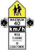 School zone speed limit flashing lights sign
