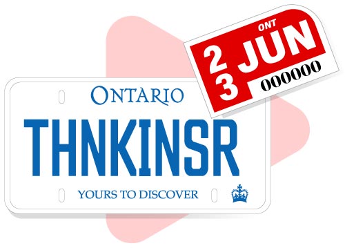 graphic of a Ontario licence plate and sticker close up