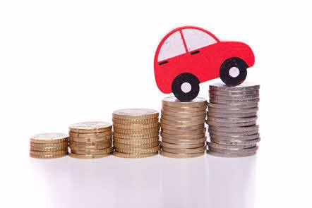 Graphic of red car on coins