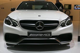 White luxury car in a show room 